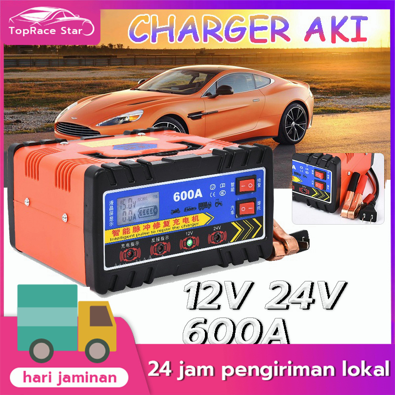 Jual [Ready Stock]Charger Aki Portable 12V-24V 10A Mobil Dan Motor LCD