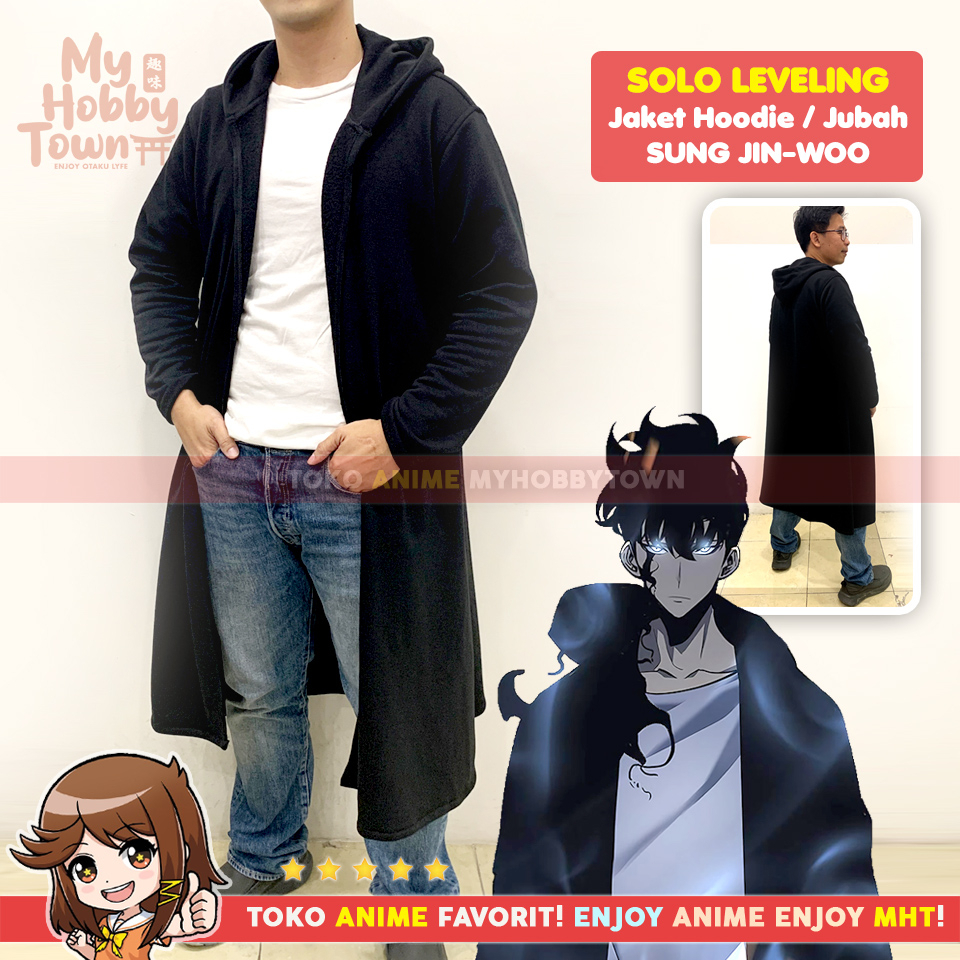 Jual Jaket Hoodie Solo Leveling Jubah Sung Jin Woo Cosplay Anime Black