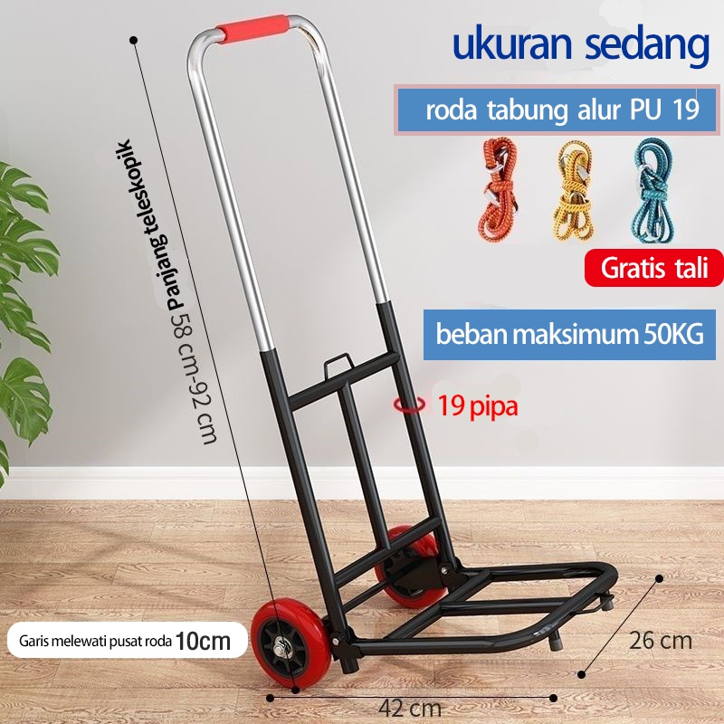 Jual 150 Kg Troli Barang Lipat Hand Truck Folding Cart Silent Wheel Troli Angkut Handtruck Besi