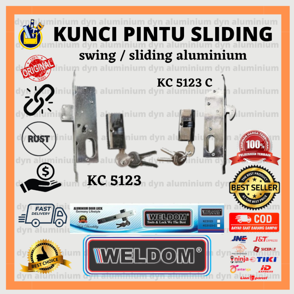 Jual Kunci Pintu Geser Sliding Door Lock Set Kait Oval