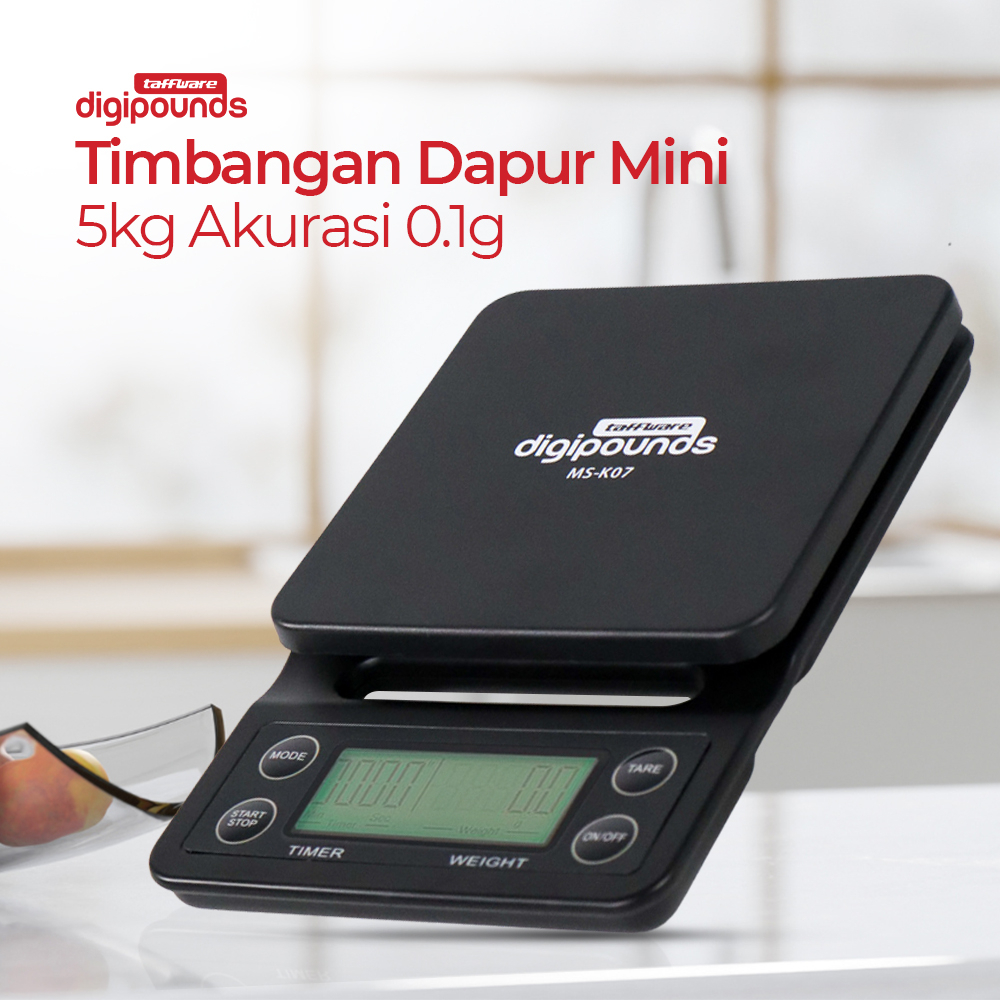 Jual Timbangan Kopi Dapur Digital 5kg 0.1g Timer- Hitam / Timbangan