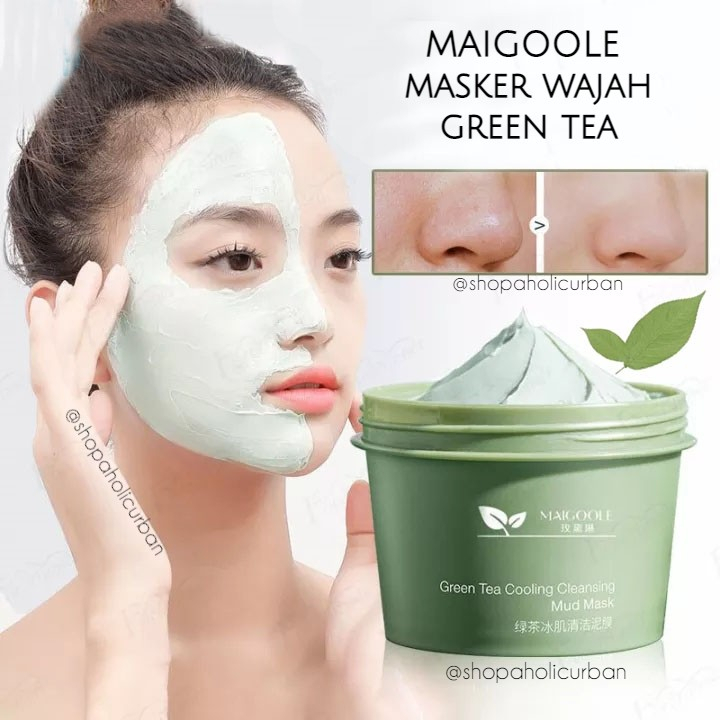 Jual 𝐒𝐢𝐳𝐳𝐋𝐢𝐧𝐠 {Gratis Spatula) COD Green Tea Clay Mask MAIGOOLE MEIDIAN