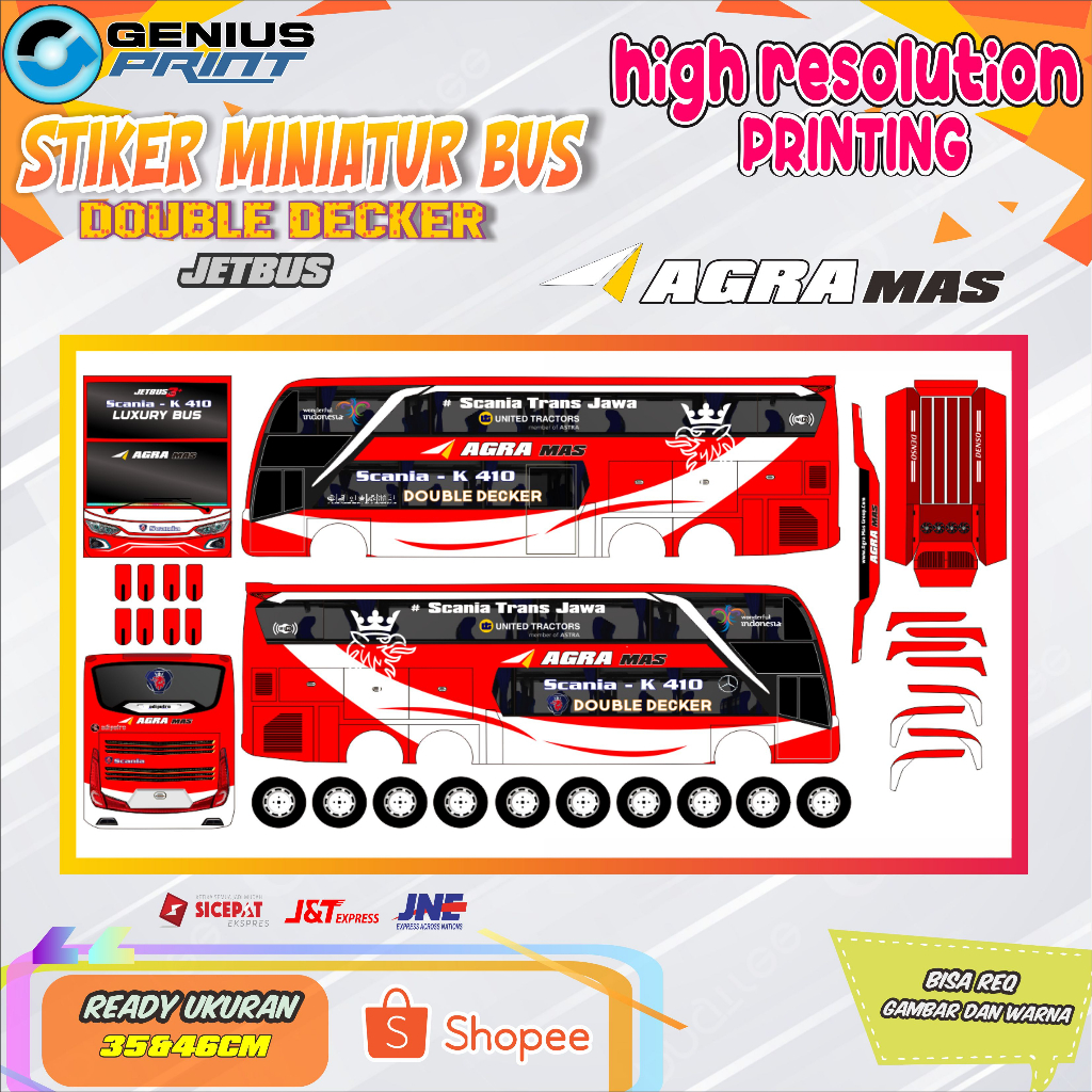 Jual Stiker Miniatur Bus Double Decker Jb Livery Agra Mas Lorena