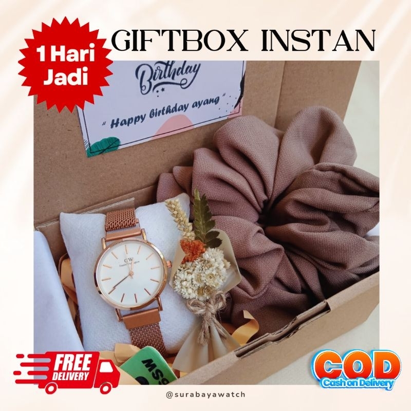 Jual Paket Cantik Gitf Box Kado Hampers Jam Tangan Rantai Pasir Cewek