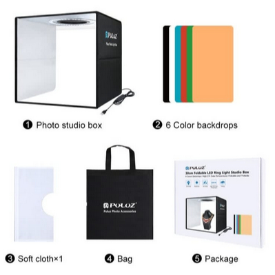 PULUZ Mini Studio Photo 30cm Avec LED Et 6 Fonds - Idéal Pour Photos De Produits Petits Objets