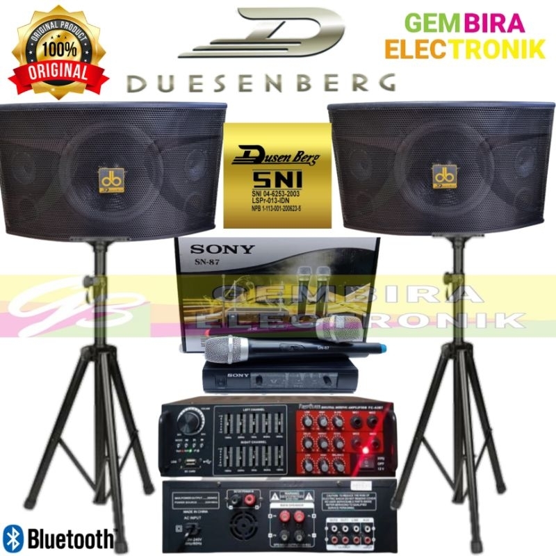 Jual Paket Karaoke Speaker DUSENBERG 10 inchi & ampli bluetooth Sound System Original Rumahan