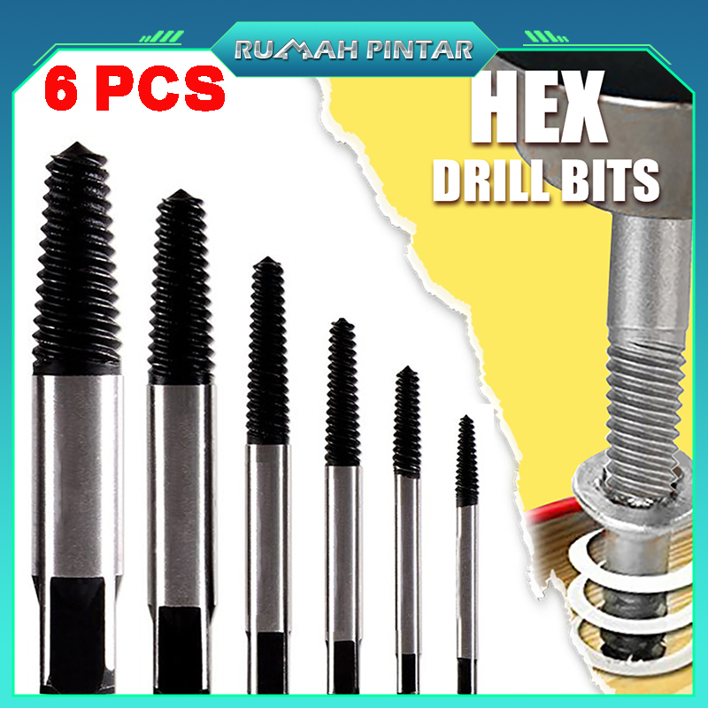 Jual Set 5pcs 6pcs Mata Bor Screw Bolt Extractor Hand Tap Drill Pembuka ...