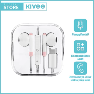(HOT)KIVEE Headset kabel type c gaming & music Earphone In ear warna-warni desain lucu