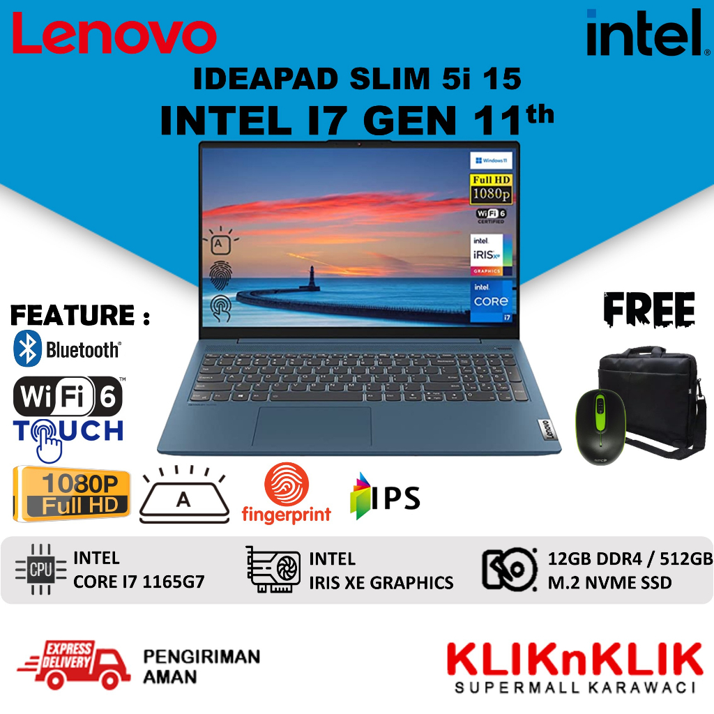 Lenovo Ideapad Slim 5 15 TOUCH CORE i7 1165G7 16GB 512GB SSD 15.6 - PAKET ACC, SSD 512GB