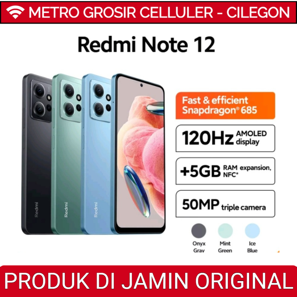 Jual XIAOMI REDMI NOTE 12 NFC RAM 6/8 ROM128GB GARANSI RESMI | Shopee ...