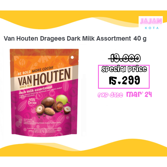 Jual Van Houten Dragees Dark Milk Assortment 40 Gram Shopee Indonesia 7500