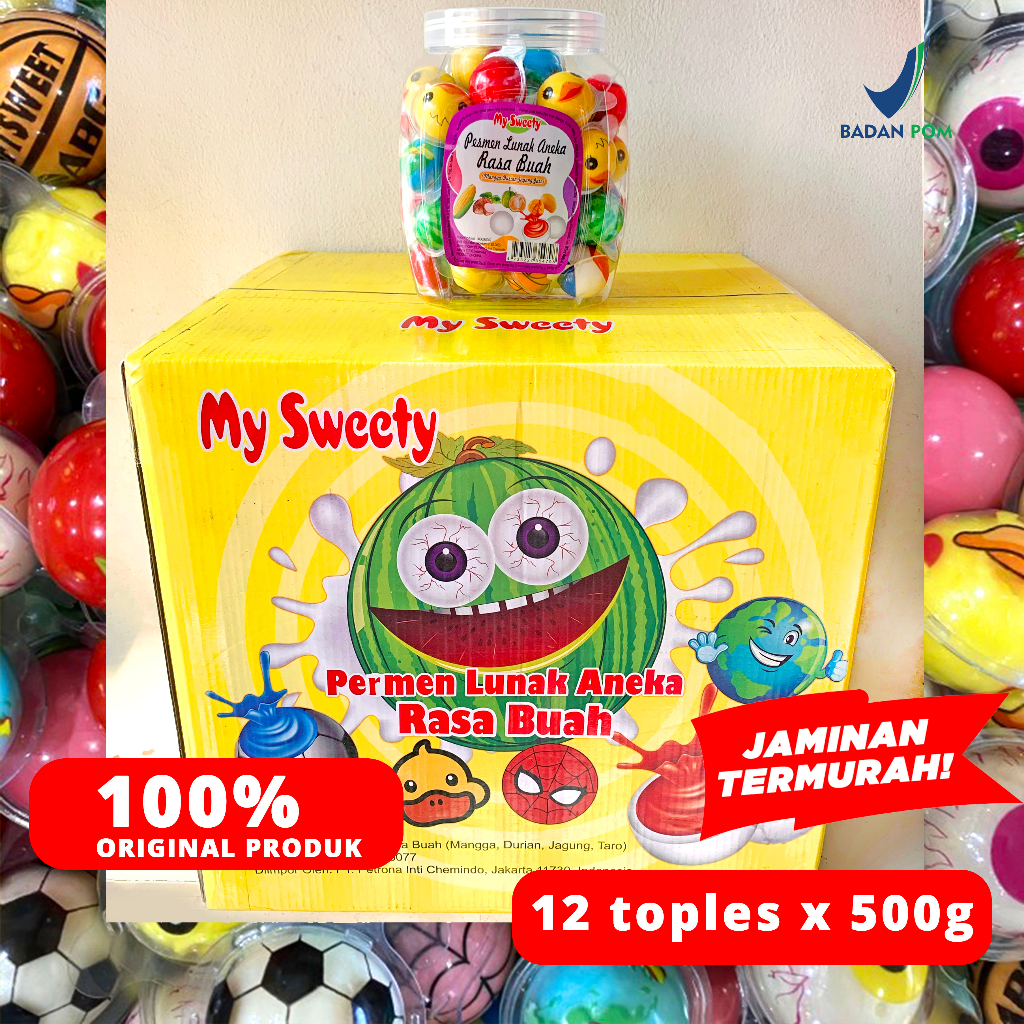 Jual Permen Lunak Viral 1 Dus 12 Toples X 500g Tiktok My Sweety Aneka