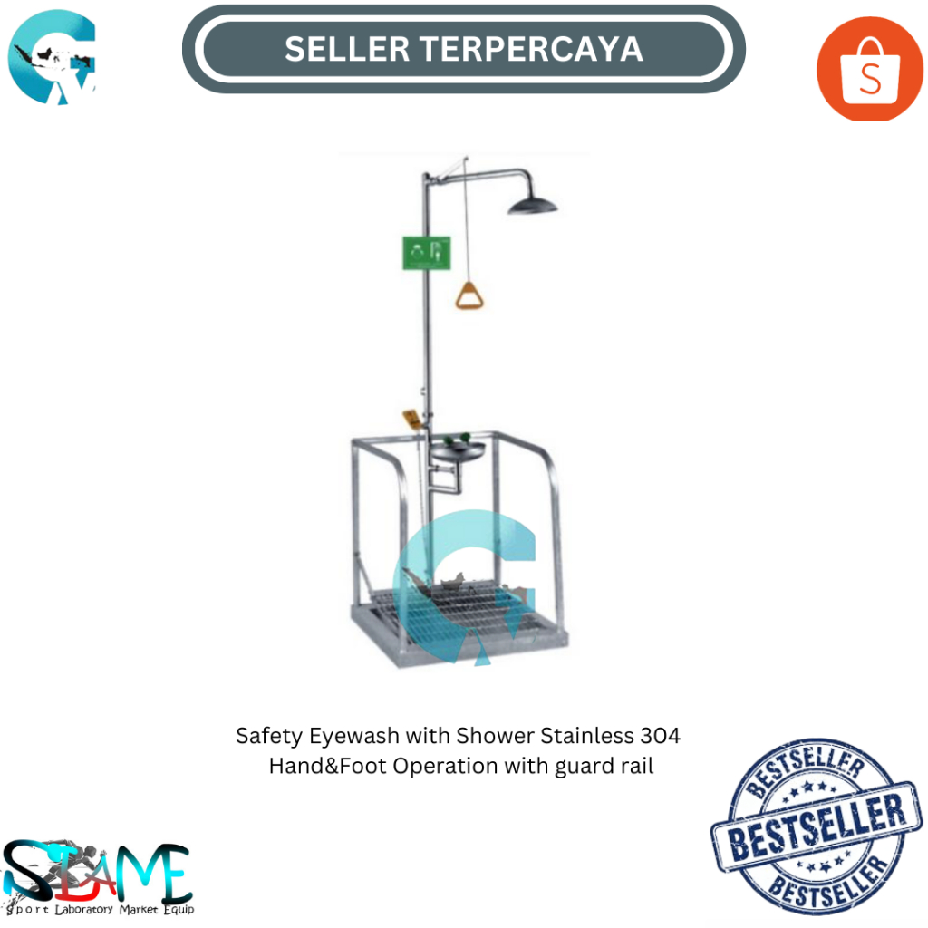 Jual Safety Eyewash with Shower Stainless 304 Hand&Foot Operation with