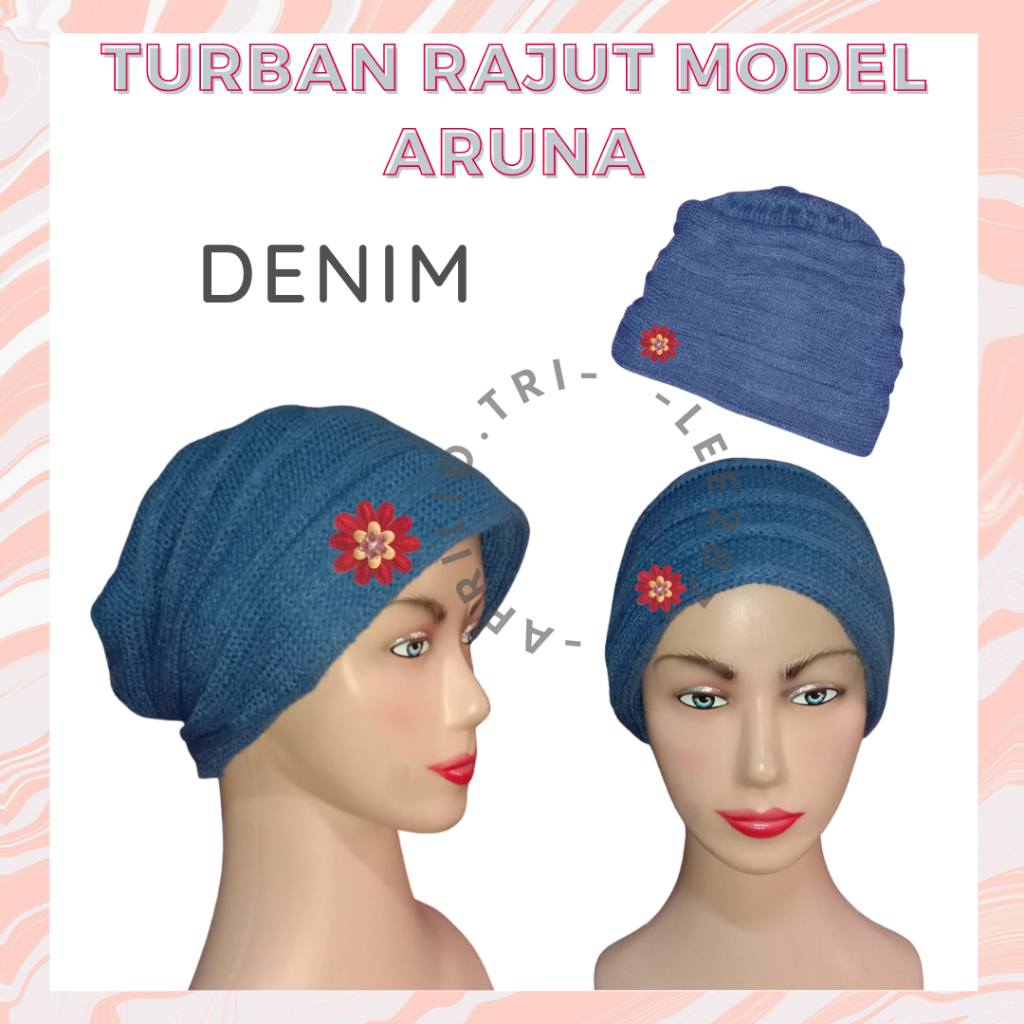 Jual 4036 - Turban Rajut Model Aruna / Kupluk Ibu Rajut Dengan Mote ...