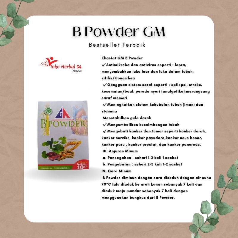 Jual OBAT DIABETES , STROKE AMPUH B POWDER GM B Powder Herbal GM ...