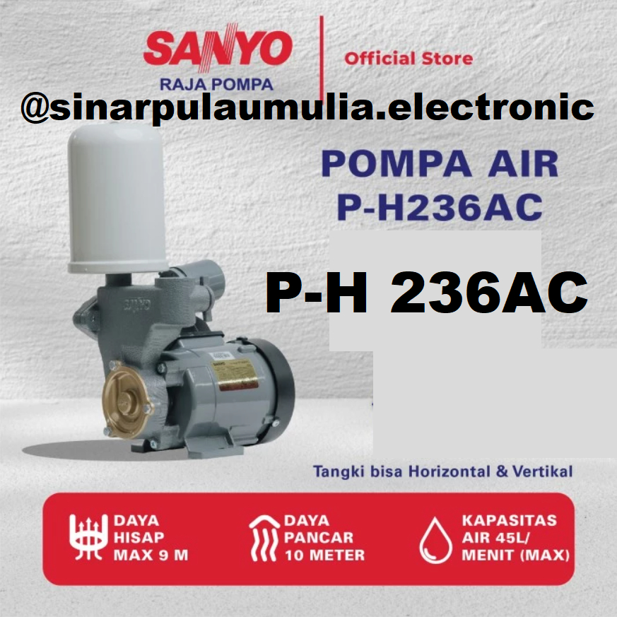 Jual Sanyo Pompa Otomatis Sumur Dangkal 200 Watt - P-H236AC / PH 236 AC ...