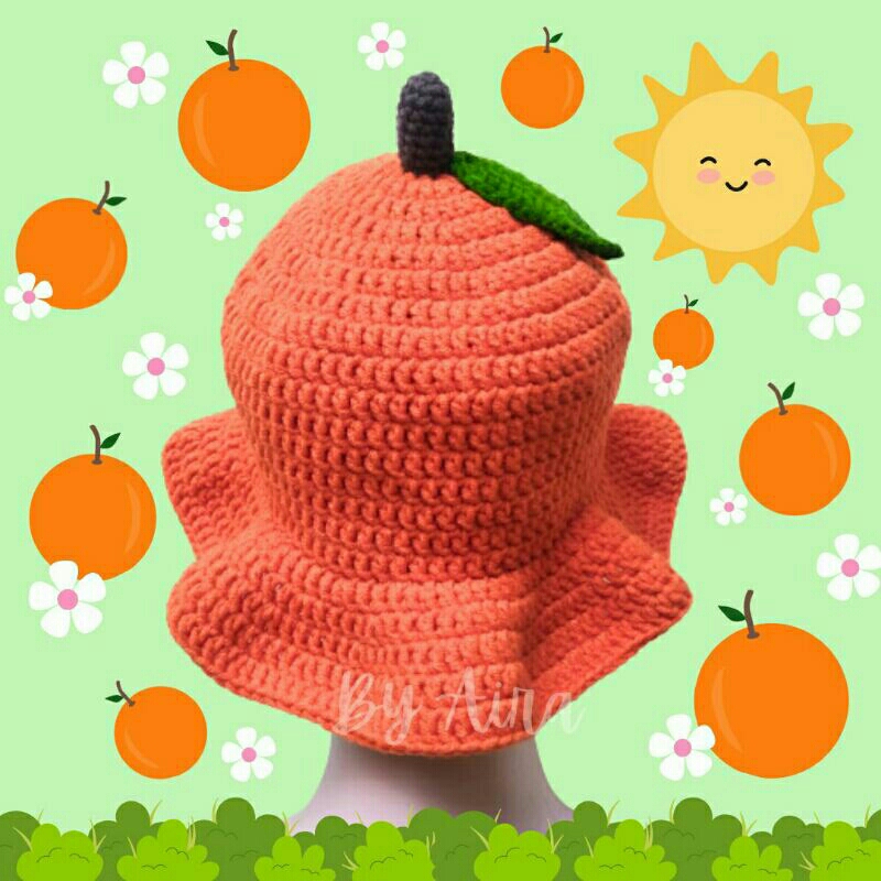 Jual Orange Crochet Bucket Hat Topi Rajut Jeruk (BACA DESKRIPSI ...