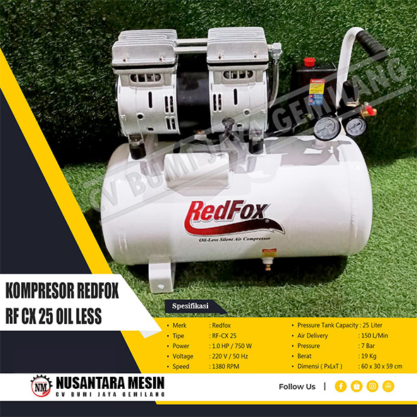 Jual MESIN KOMPRESOR UDARA / COMPRESSOR REDFOX RF - RC CX 25 OIL LESS ...