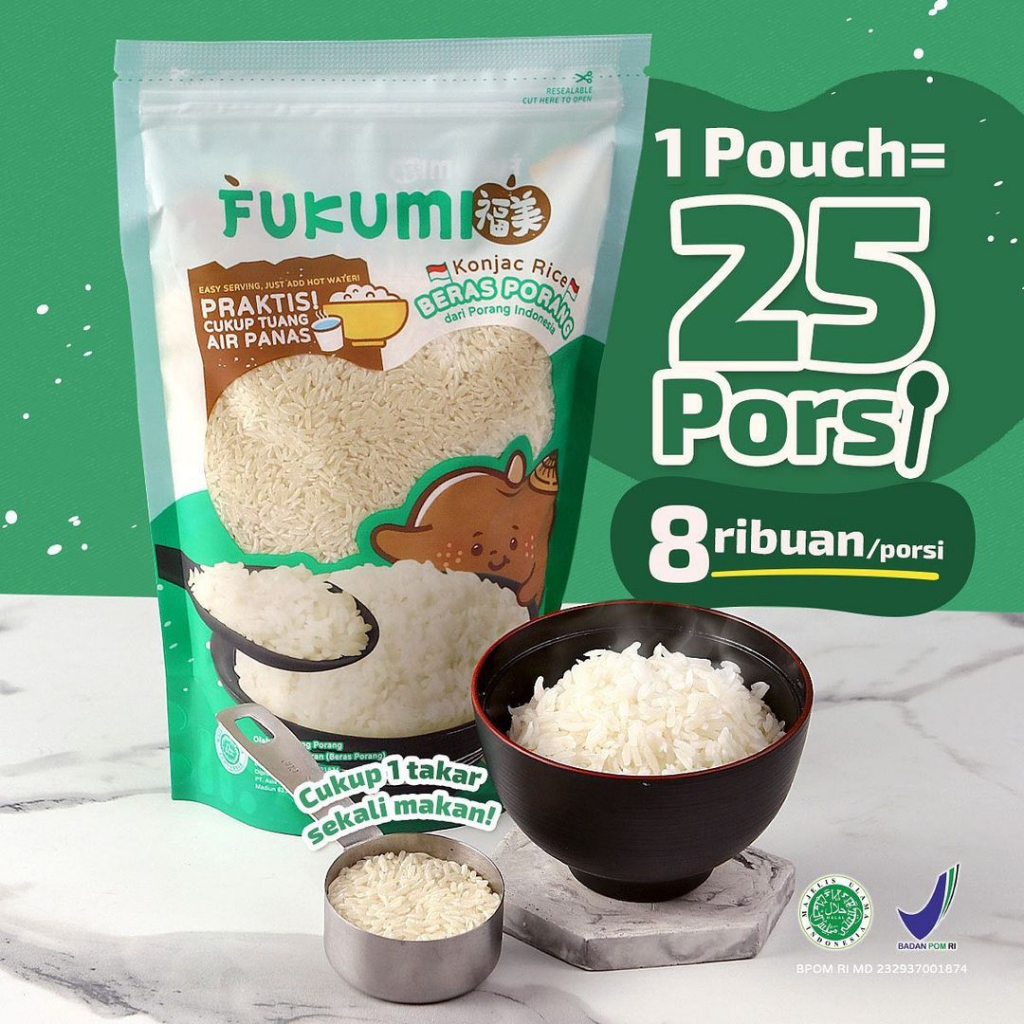 Jual FUKUMI BERAS PORANG POUCH 1KG - Fukumi Shirataki Beras Konjac Rice ...