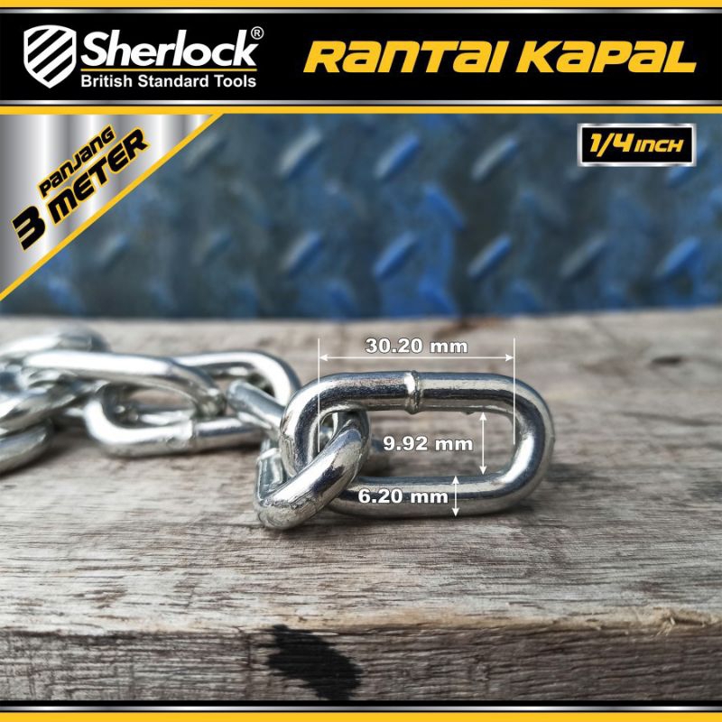 Jual RANTAI BESI / KAPAL GALVANIZED 6MM PANJANG 3 METER | Shopee Indonesia