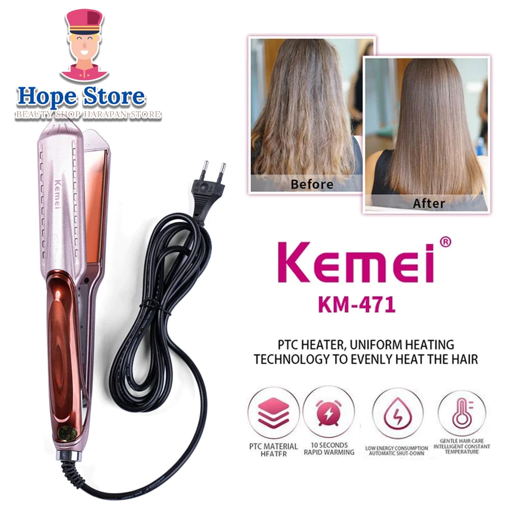 Catokan Kemei KM-471 Catokan Rambut Lurus Temperatur Suhu Ionic | AutoStock