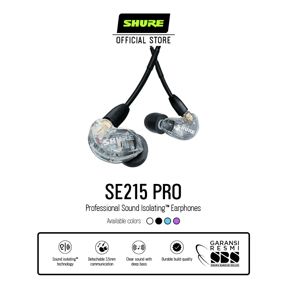 Jual Shure SE215 Professional Earphone Clear Shopee Indonesia