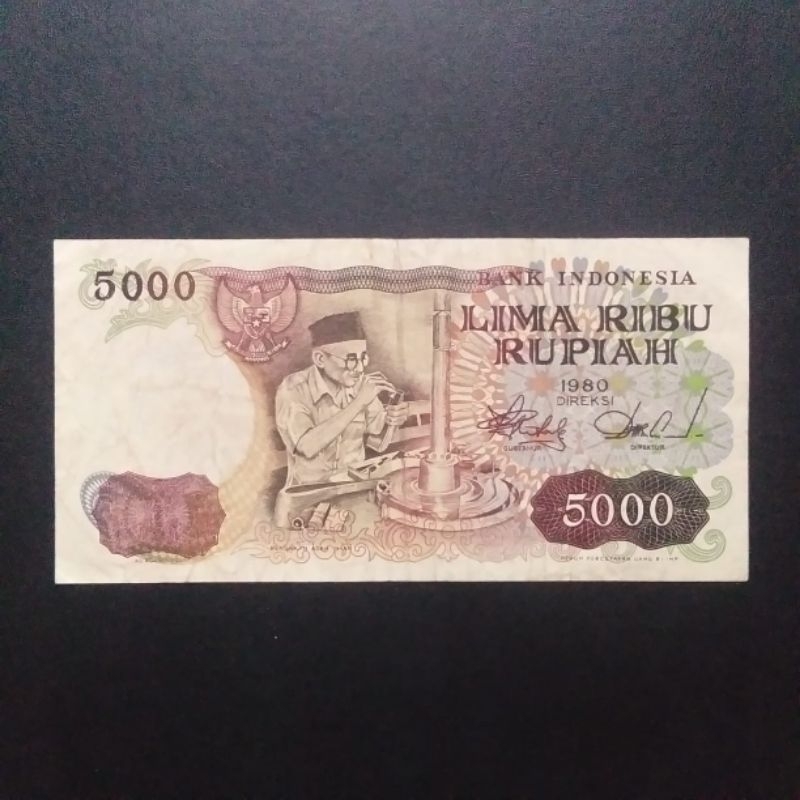 Jual Uang Kertas Kuno Rp 5000 Rupiah 1980 Asah Intan SP020 | Shopee ...