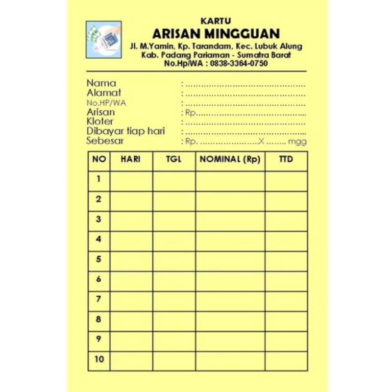Jual 100 Lembar Kartu Arisan Mingguan | Shopee Indonesia