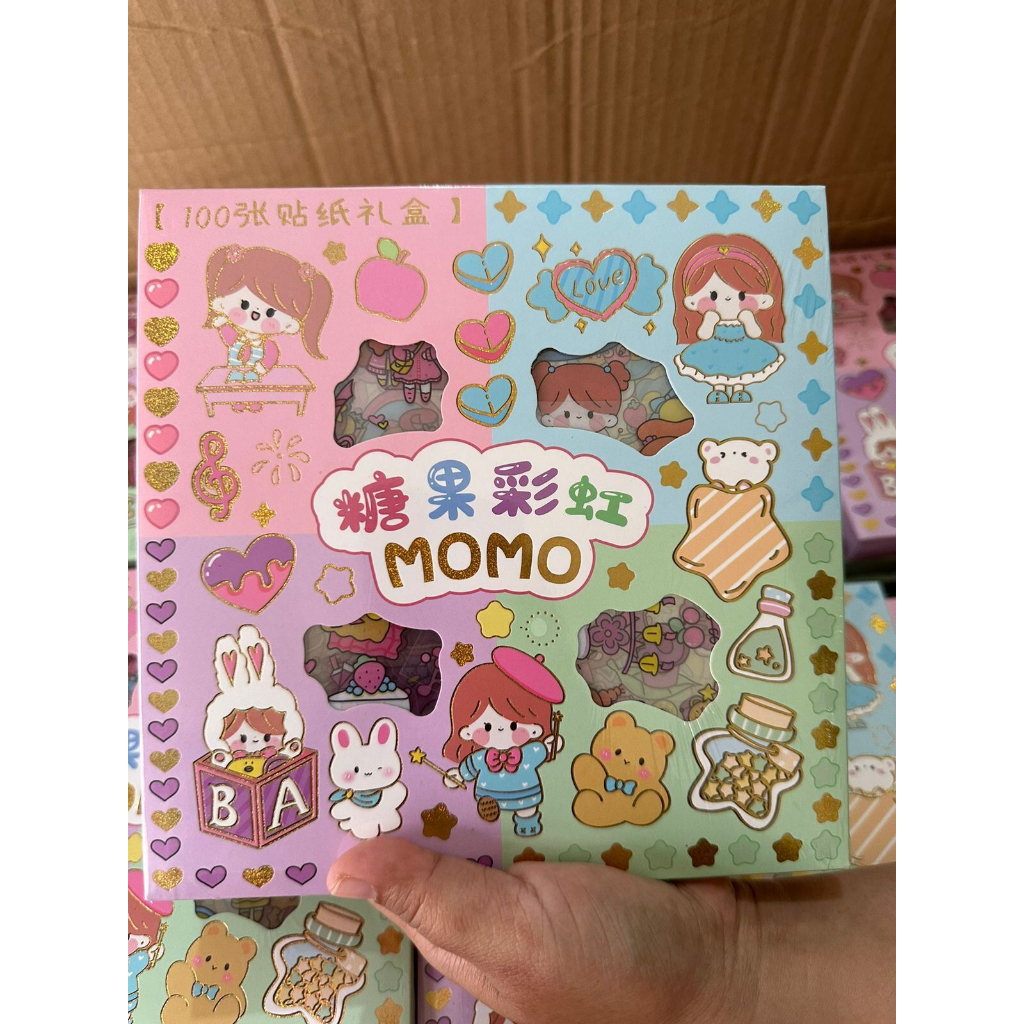 Jual Stiker Momo Rainbow mix 100 lembar dapat 4 warna / Sticker Stiker