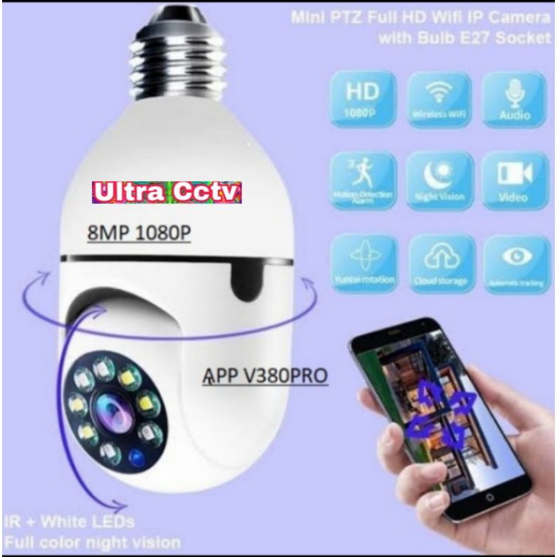 Jual New IP Camera Bohlam PTZ Speed Doom V380 8MP Full HD Cctv Wireless ...