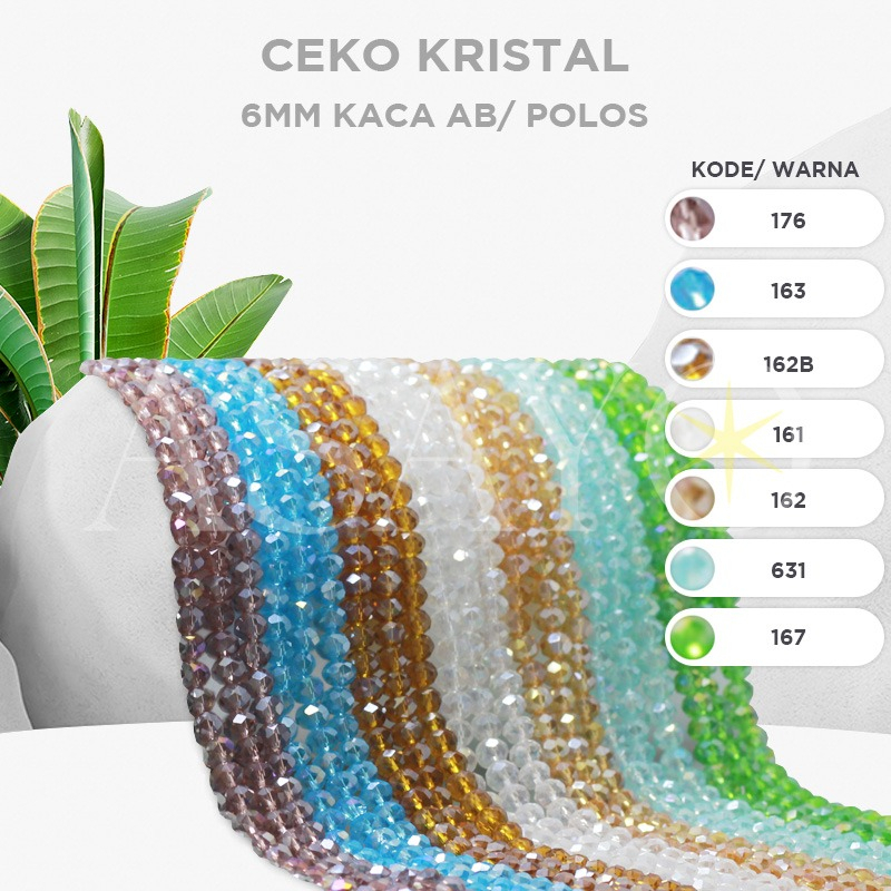 Jual (ECER) Kristal Ceko 6mm Bulat Labu Glass Beads Kaca Rainbow Polos