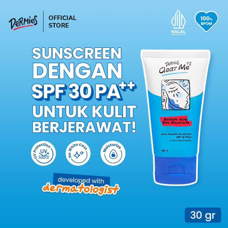 Jual DERMIES Clear Me Acne Smooth Sunscreen SPF 30 PA++ 30g - Sunscreen ...