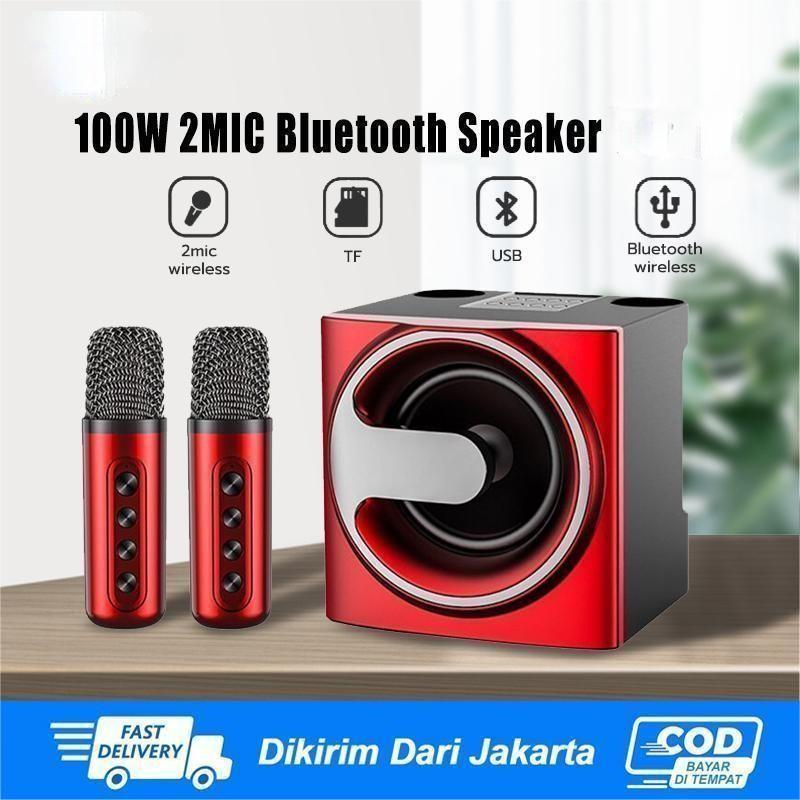 Jual 2 Mic Karaoke Speaker Bluetooth Portable Wireless Karaoke Set ...
