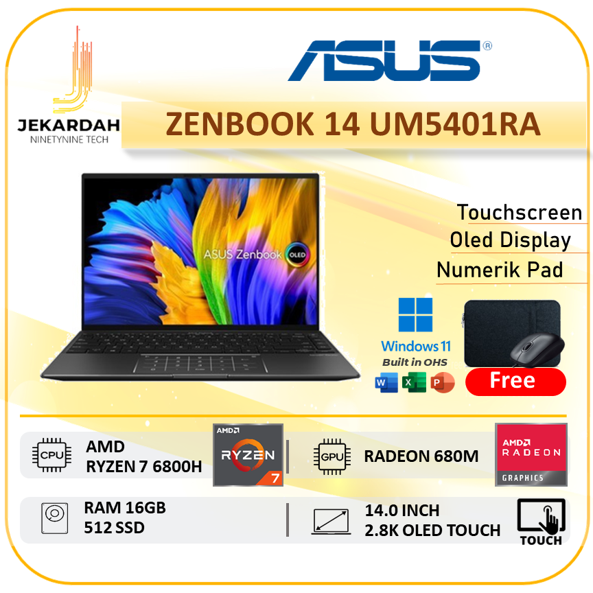 Jual Laptop Asus Zenbook 14 Oled Um5401ra Ryzen7 6800h 16gb 512ssd 140 Oled Touchscreen Win11