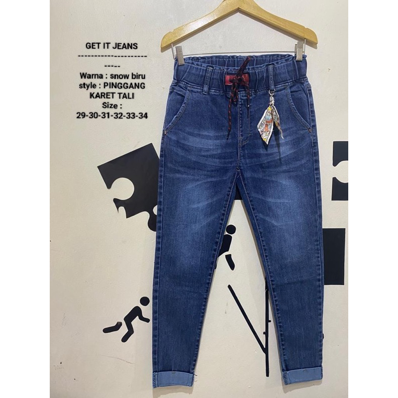 Jual Celana Jeans Pinggang Karet Stick Balik Ripped Cakar Size