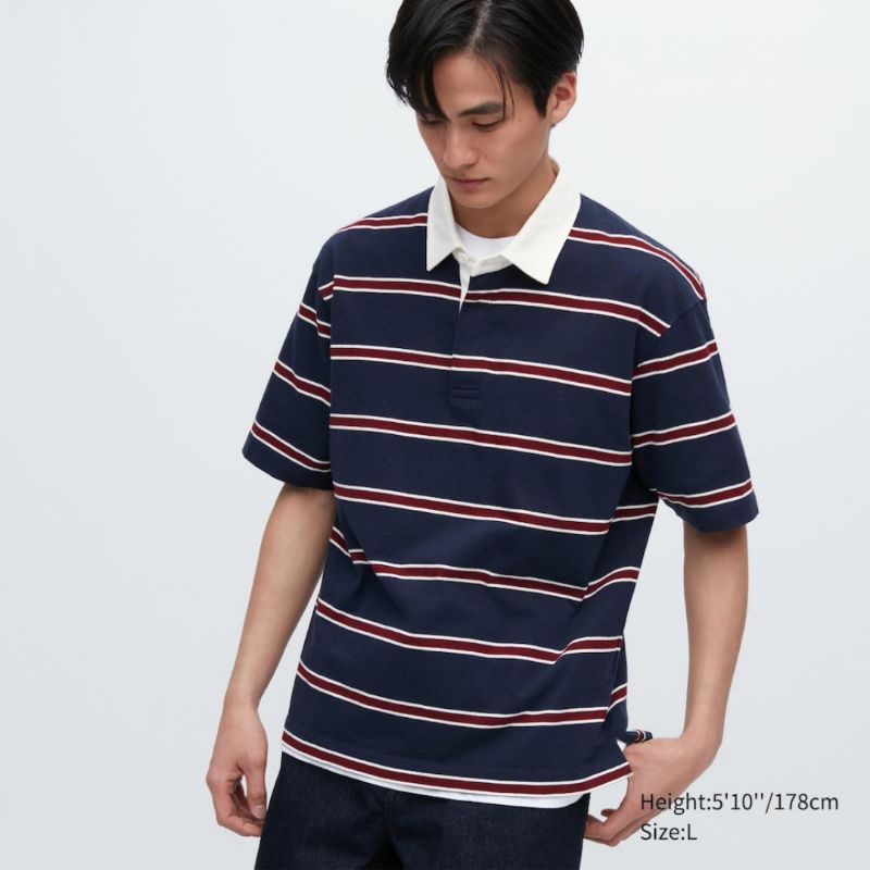 Jual Uniqlo Kaos Polo Rugger Garis Lengan Pendek Reguler Shopee Indonesia