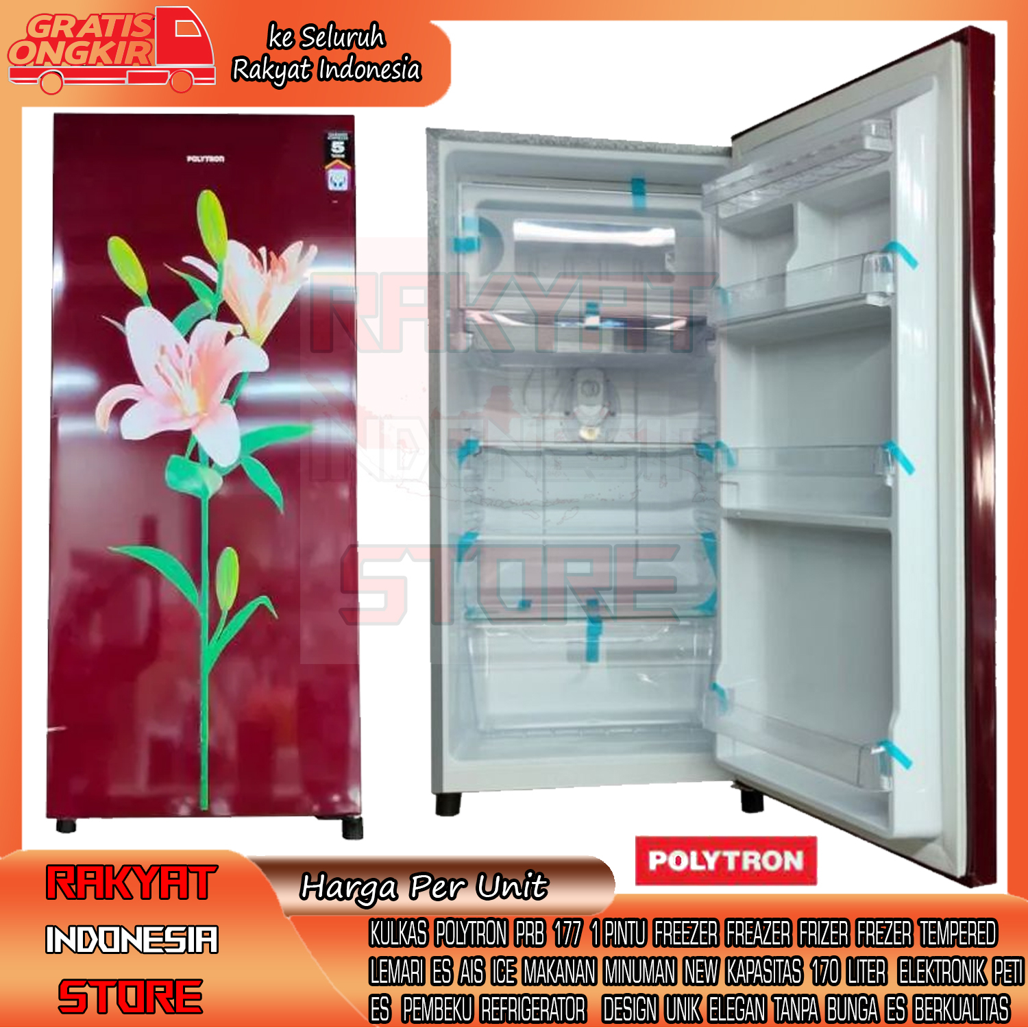Jual [KARGO] KULKAS POLYTRON PRB 177 1 PINTU FREEZER FREAZER FRIZER