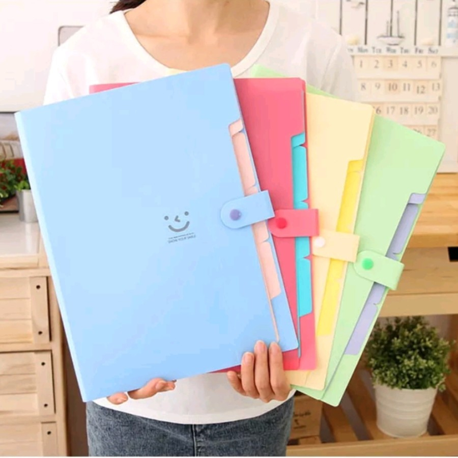 Jual Tas file A4 5 sekat indeks bahan anti air desain gambar smile ...