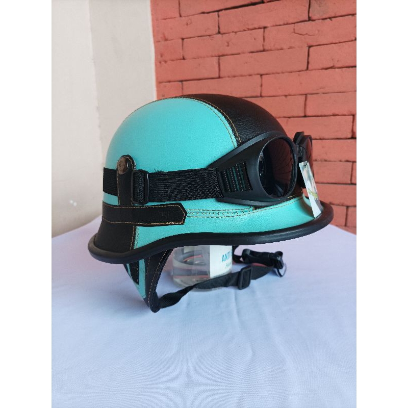 Jual Helm Retro Nazi Dengan Kacamata Hijau Tosca Muda Shopee Indonesia