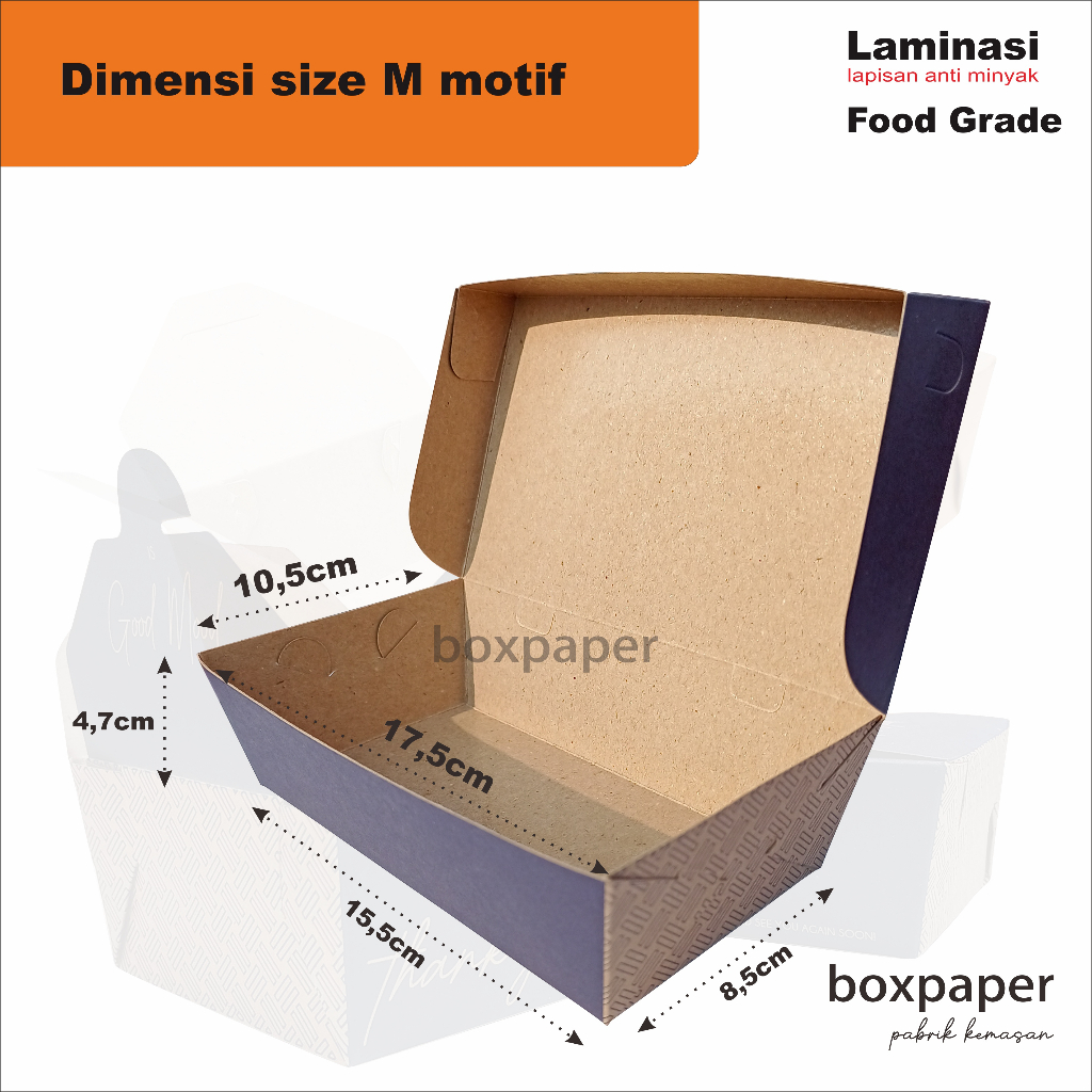 Jual Paper Lunch Box Size M Isi Pcs Kraft Laminasi Kotak Makan Dus Nasi Ayam Bakar Goreng