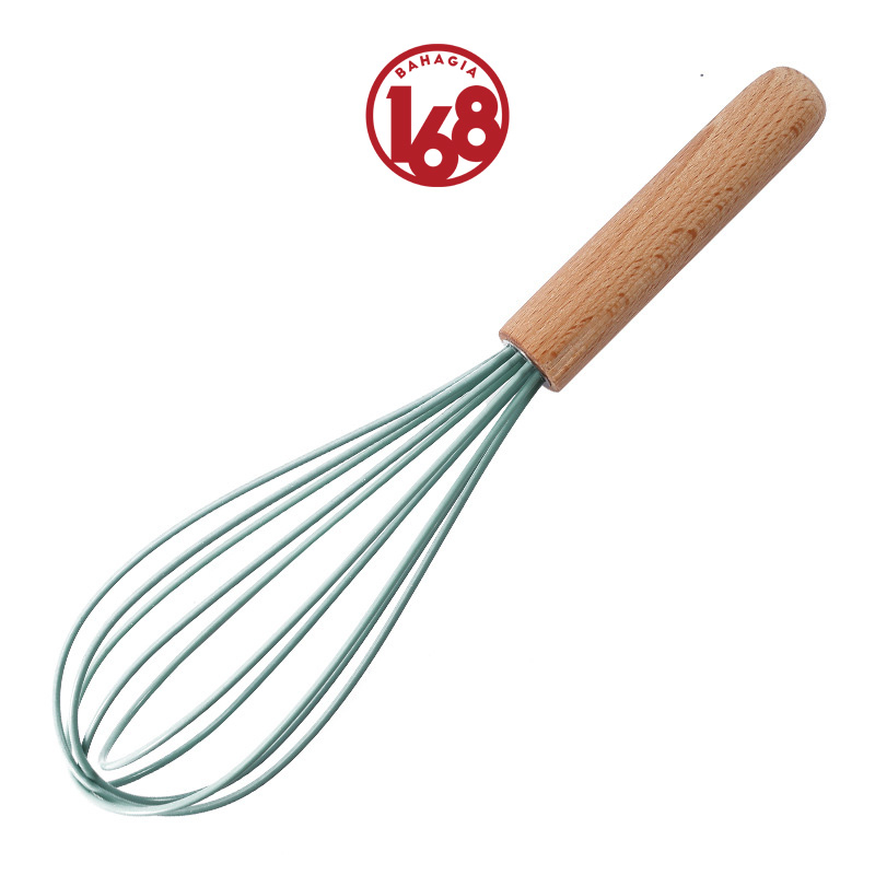 Jual Whisk Kocokan Telur Silicone Gagang Kayu Pengaduk Telur Whisk Kue