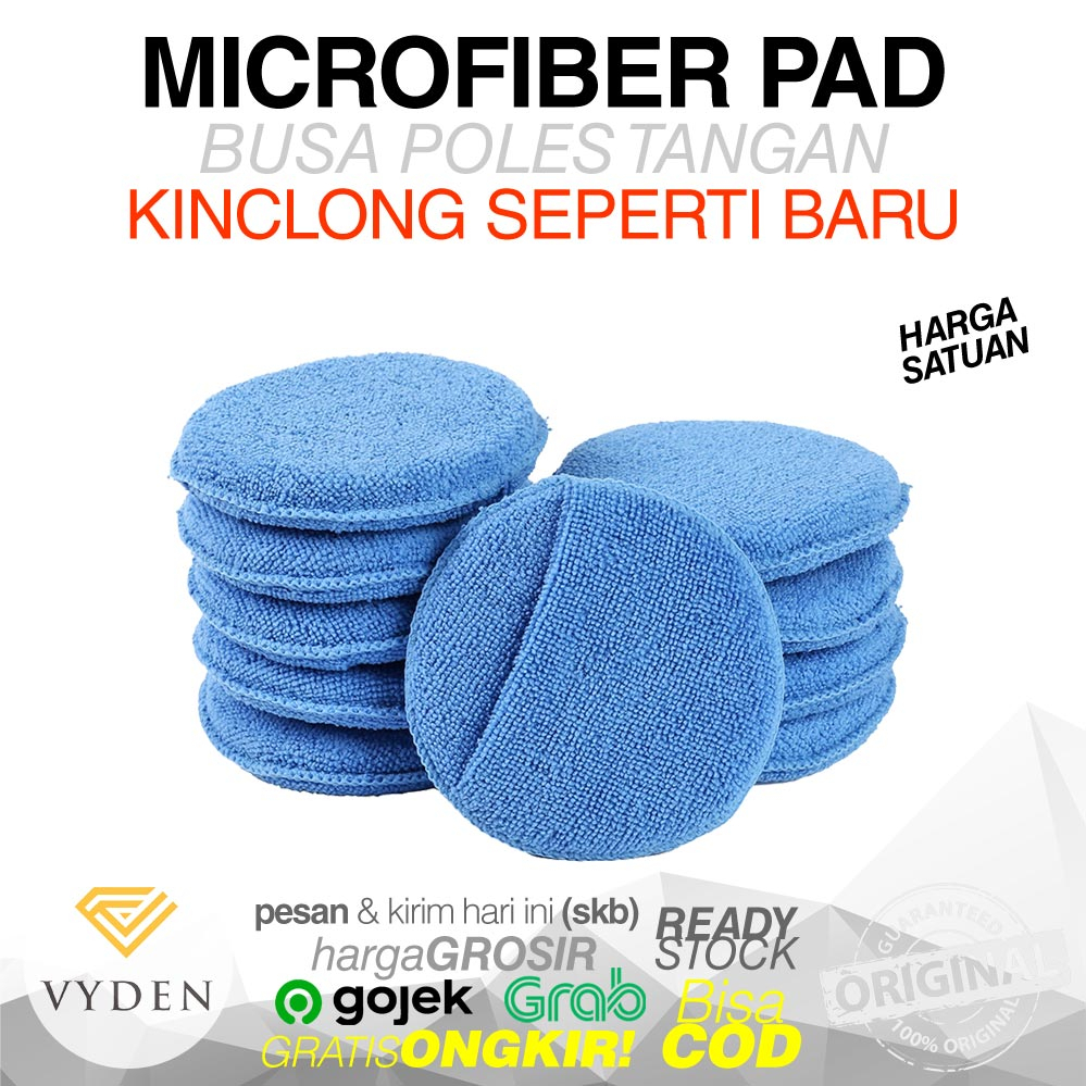 Jual Microfiber Applicator Pad BLUE Halus Empuk Poles Mobil Motor