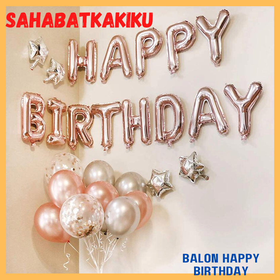 Jual Balon Foil Happy Birthday / Balon Huruf Happy Birthday / Balon