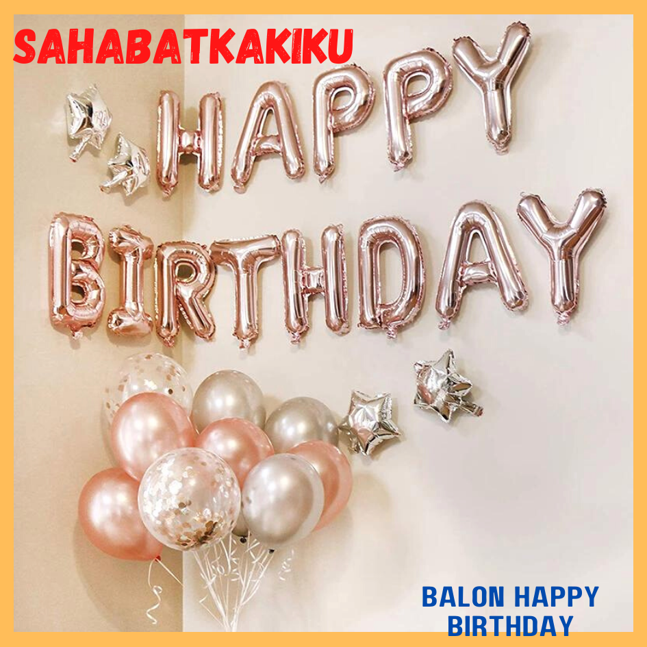 Jual Balon Foil Happy Birthday / Balon Huruf Happy Birthday / Balon ...