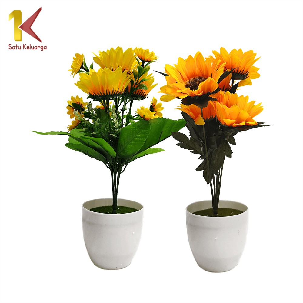 Jual Satu Keluarga Ornamen Pot Tanaman Bunga Matahari C556 Artificial