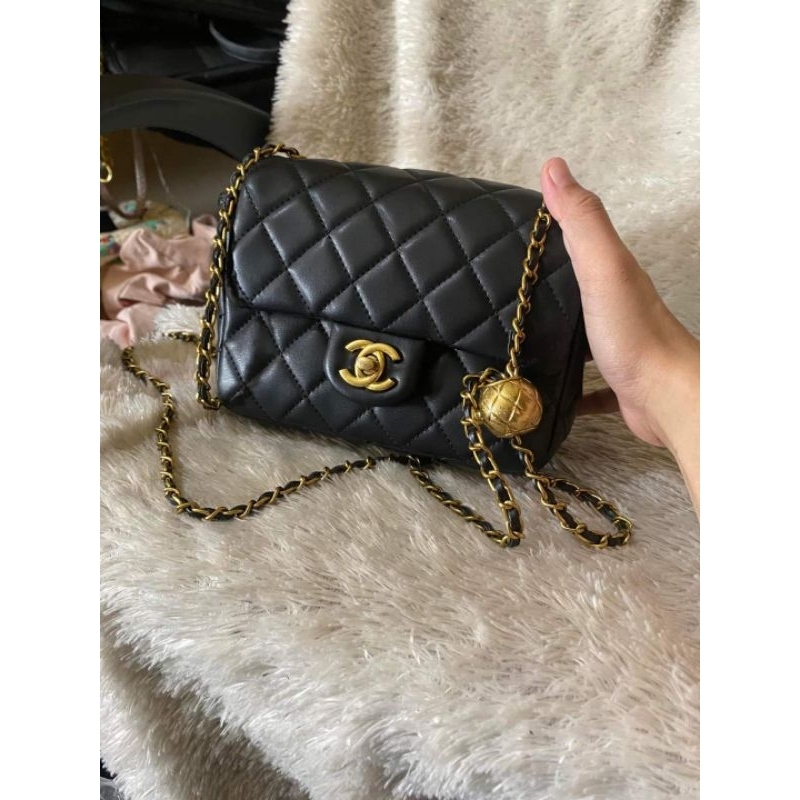 Chanel Mini Pearl Crush made in france slingbag sling hitam PL tas chanel