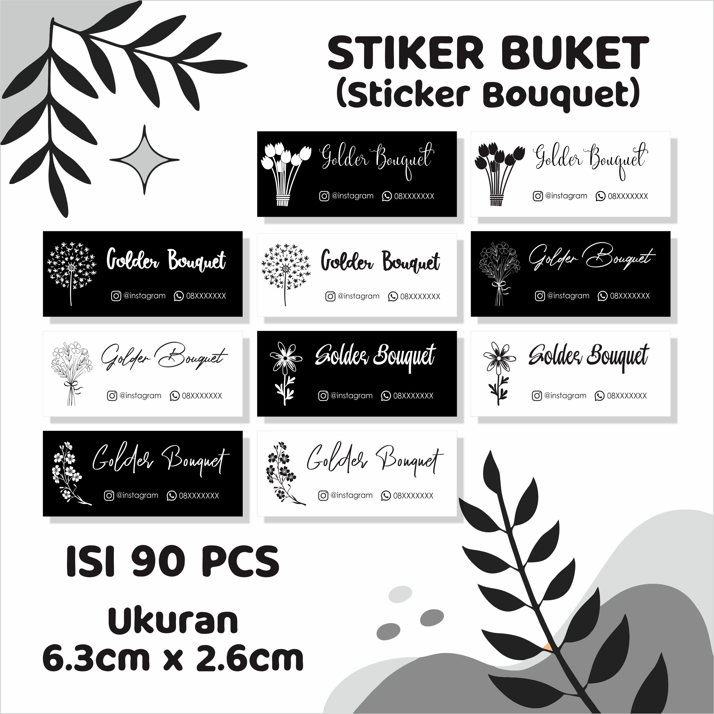 Jual (ISI 90 PCS) Stiker Buket Bunga Label Sticker Bouquet Flower Bisa