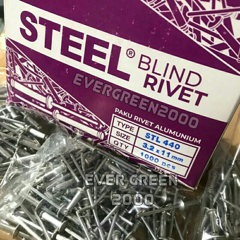 Jual Paku Rivet 3 mm (1 pak : 100 pcs) Blind Rivet DB-440 ... Riveter ...