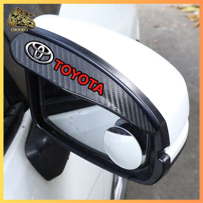 2Pcs/Set Pelindung Kaca Spion Mobil Emblem Untuk Toyota Dari Hujan Bahan PVC Carbon Talang Air Spion Mobil