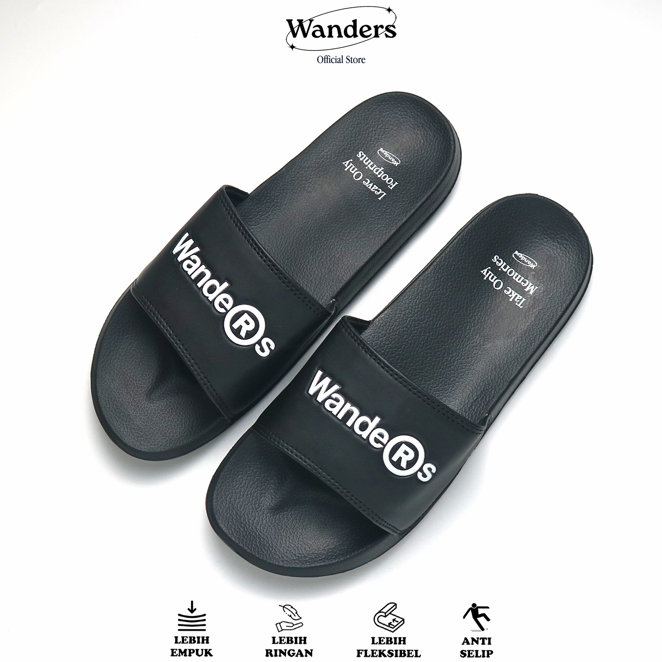 Jual Wanders | Mark | Sandal Slide Selop Pria Wanita Unisex Black ...